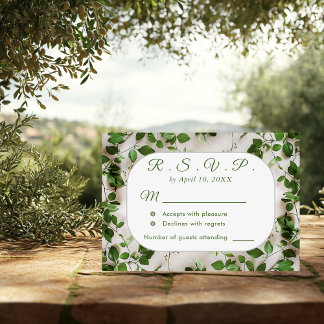 Green Foliage Minimalistisch Wedding RSVP Card