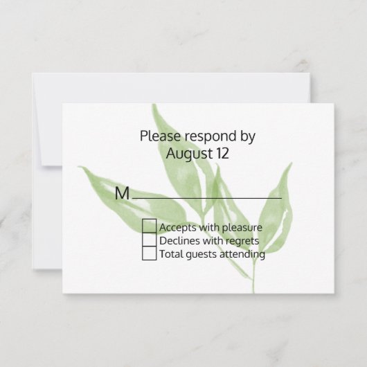 Green Foliage Nature Wedding RSVP Card Karte (Vorderseite)