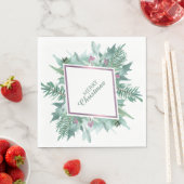 Green Foliage Pink Berry Violet Rahmen Weihnachten Serviette (Beispiel)