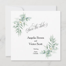 Green Foliage Save the Date Invitation
