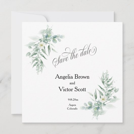 Green Foliage Save the Date Invitation (Vorderseite)