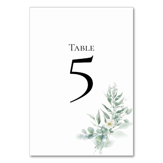 Green Foliage Table Number Card Tischnummer (Vorderseite)