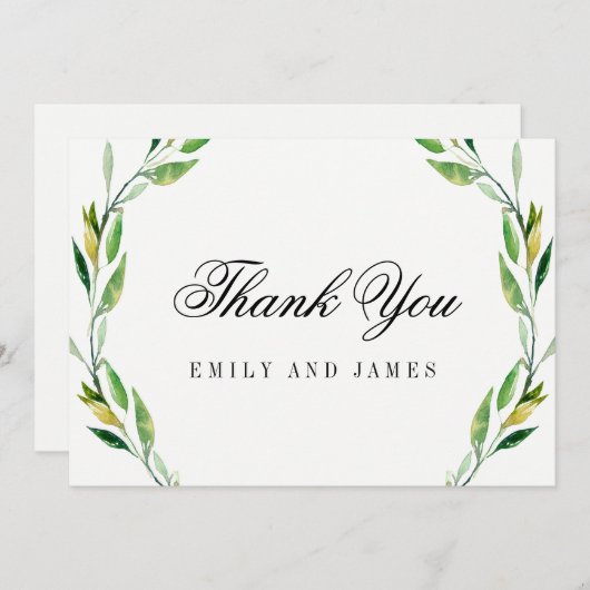 Green Foliage Wedding Dankeschön Karten (Vorne/Hinten)