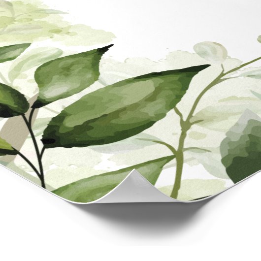 Green Foliage Wedding Gold Willkommenszeichen Poster (Ecke)