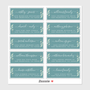 Green Foliage Wedding Guest Address Labels
