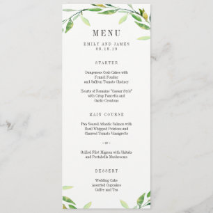 Green Foliage Wedding Menu Card Menükarte