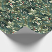 Green Foliage Weihnachtsgeschenk Wrap Geschenkpapier (Ecke)