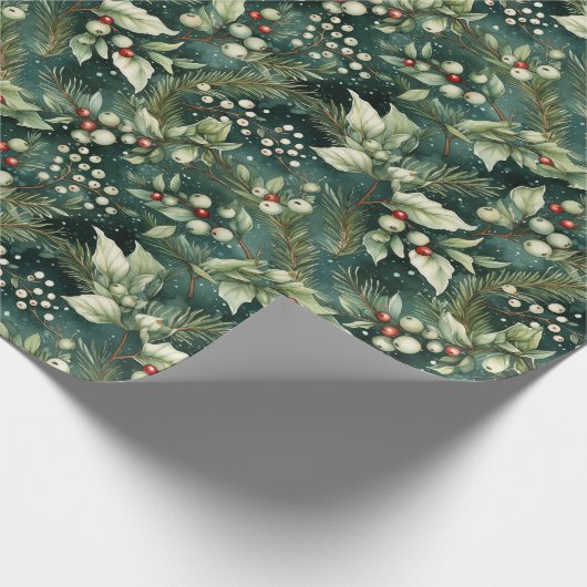 Green Foliage Weihnachtsgeschenk Wrap Geschenkpapier (Ecke)