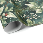 Green Foliage Weihnachtsgeschenk Wrap Geschenkpapier (Rolleneckpunkt)