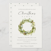 Green Foliage Winterkranz Weihnachtsfest Party Einladung (Vorne/Hinten)