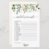 Green Foliage Word Scramble Brautparty Game (Vorne/Hinten)