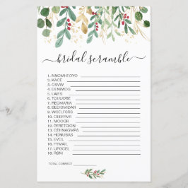 Green Foliage Word Scramble Brautparty Game