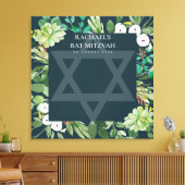 GREEN FOLIAGE WREATH STAR BAR BAT MITZVAH SIGIN LEINWANDDRUCK (Insitu (Wohnzimmer))