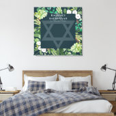 GREEN FOLIAGE WREATH STAR BAR BAT MITZVAH SIGIN LEINWANDDRUCK (Insitu (Schlafzimmer))