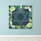 GREEN FOLIAGE WREATH STAR BAR BAT MITZVAH SIGIN LEINWANDDRUCK (Insitu (Holzboden))
