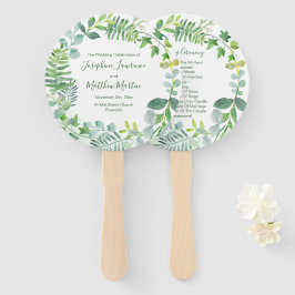Green Foliage Wreath Wedding Programs Fächer