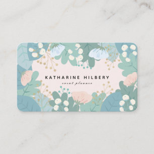 Green Folies Floral Pink Business Card Visitenkarte