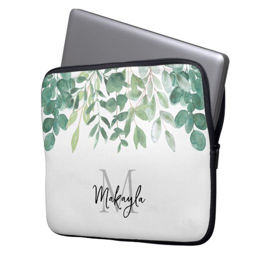 Green Folies für Monogramm Laptopschutzhülle (Vorderseite Links)