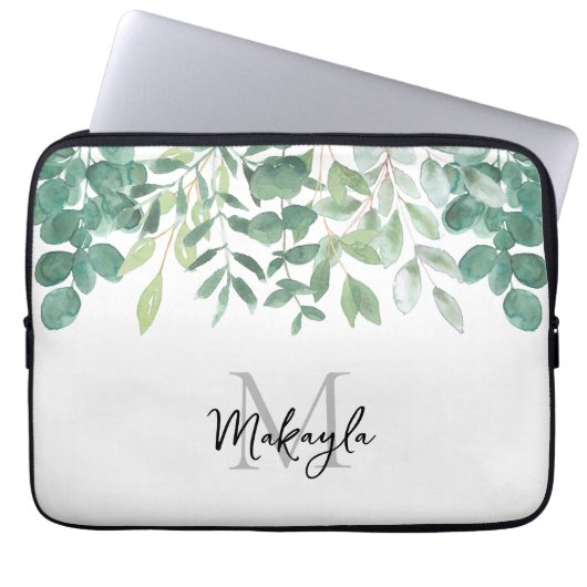 Green Folies für Monogramm Laptopschutzhülle (Vorderseite)