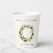 Green Folies Winter Kreath Froster Weihnachten Pappbecher (Rückseite)