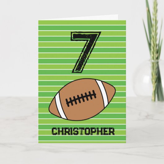 Green Football 7. Geburtstagskarte Karte (Vorderseite)