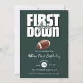 Green Football First Birthday Invite Einladung (Vorderseite)