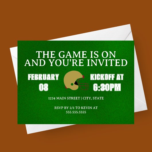 Green Football Game Night Invitation Einladung