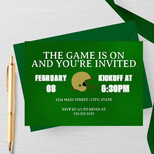 Green Football Game Night Invitation Einladung