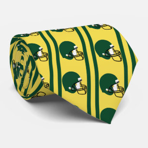 Green Football Helm auf Yellow/Gold Necktie Krawatte