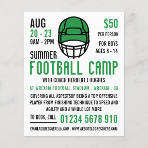 Green Football Helm, Fußball Camp Werbung Flyer