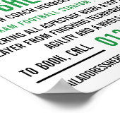 Green Football Helm, Fußball Camp Werbung Poster (Ecke)