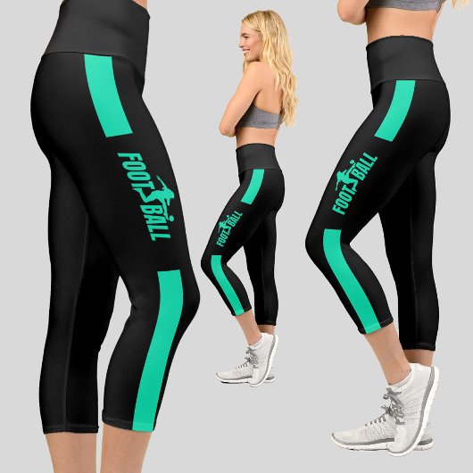 Green Football Player Girl Birthday Football Team Capri Leggings