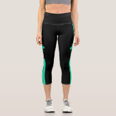 Green Football Player Girl Birthday Football Team Capri Leggings (Vorderseite)