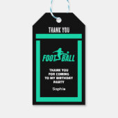 Green Football Player Girl, Birthday Girl Team Geschenkanhänger (Rückseite)