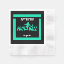 Green Football Player Girl, Birthday Girl Team Serviette