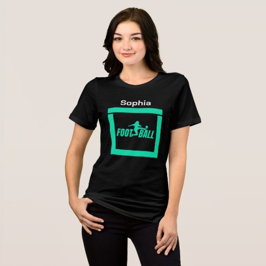 Green Football Player Girl, Birthday Girl Team Tri-Blend Shirt (Vorderseite voll)