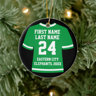 Green Football Soccer Hockey Sports Jersey Keramik Ornament