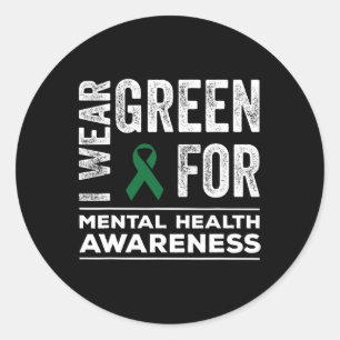 Green for Mental Health Awareness Monat 2 Runder Aufkleber