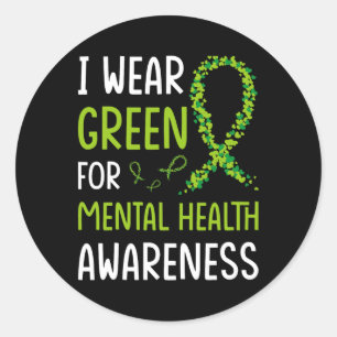 Green for Mental Health Awareness Monat 6 Runder Aufkleber