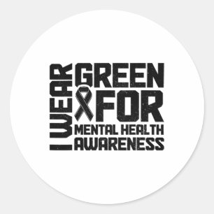 Green for Mental Health Awareness Monat 9 Runder Aufkleber