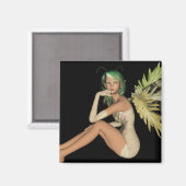 Green Forest Fairy 3D - Sitting Sideways Magnet (Vorderseite/Rückseite)