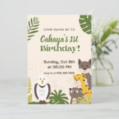 Green Forest Illustration Geburtstag Einladungskar Dankeskarte (Stehend Vorderseite)