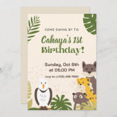 Green Forest Illustration Geburtstag Einladungskar Einladung (Vorne/Hinten)