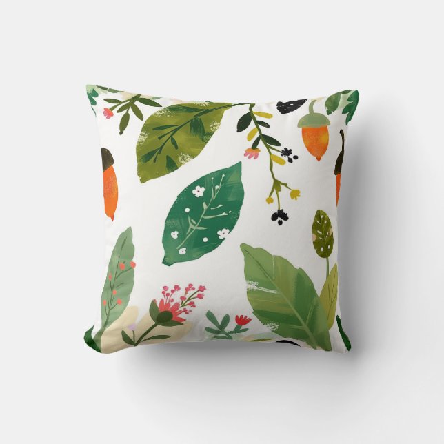 Green Forest Leaf Cushion Kissen (Vorderseite)