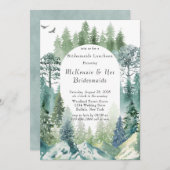 Green Forest Mountain Airy Bridesmaids Luncheon Einladung (Vorne/Hinten)