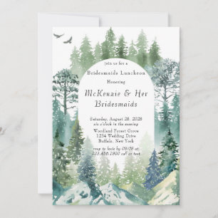 Green Forest Mountain Airy Bridesmaids Luncheon Einladung