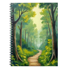 Green Forest Path | Lush Nature Watercolor Painted Notizblock