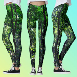 Green Forest Photographic Nature Leggings