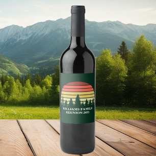 Green Forest Sunset Custom Family Wiedersehen Part Weinetikett