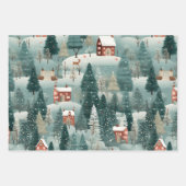 Green Forest Winter Village Geschenkpapier Set (Vorderseite)